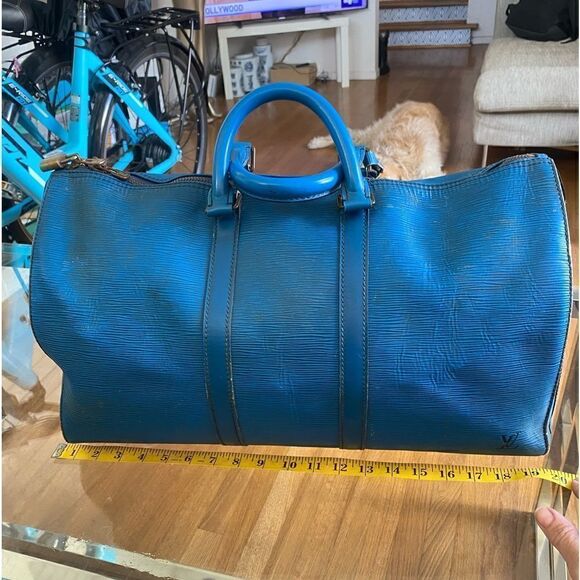 Louis Vuitton 1995 “Keepall 50” travel duffle. Toledo blue Epi. One owner - Picture 13 of 16